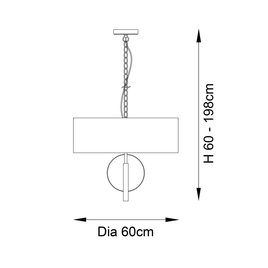 Endon 95216 - Lysekrone på kæde 3xE27/10W/230V Ø 60 cm grå