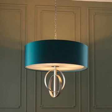 Endon 95223 - Kædeophængt lysekrone, 5 x E27, 10 W, 230 V, Ø 70 cm, blå/grå