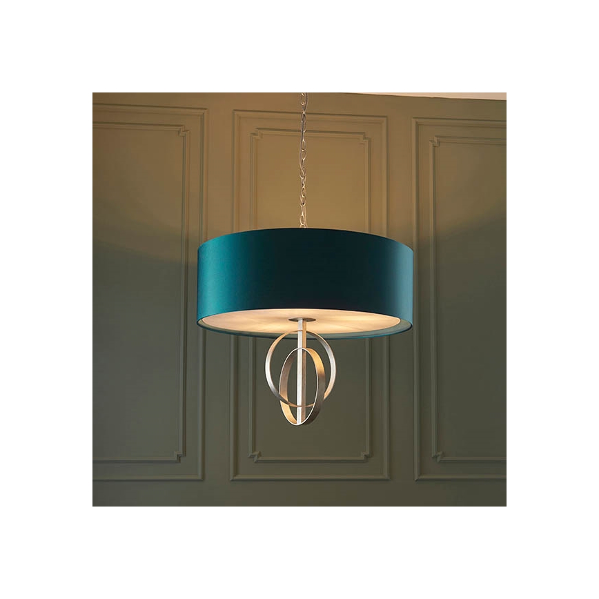 Endon 95223 - Kædeophængt lysekrone, 5 x E27, 10 W, 230 V, Ø 70 cm, blå/grå