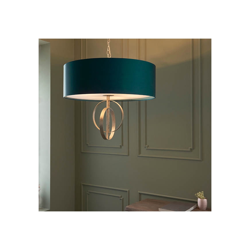 Endon 95223 - Kædeophængt lysekrone, 5 x E27, 10 W, 230 V, Ø 70 cm, blå/grå