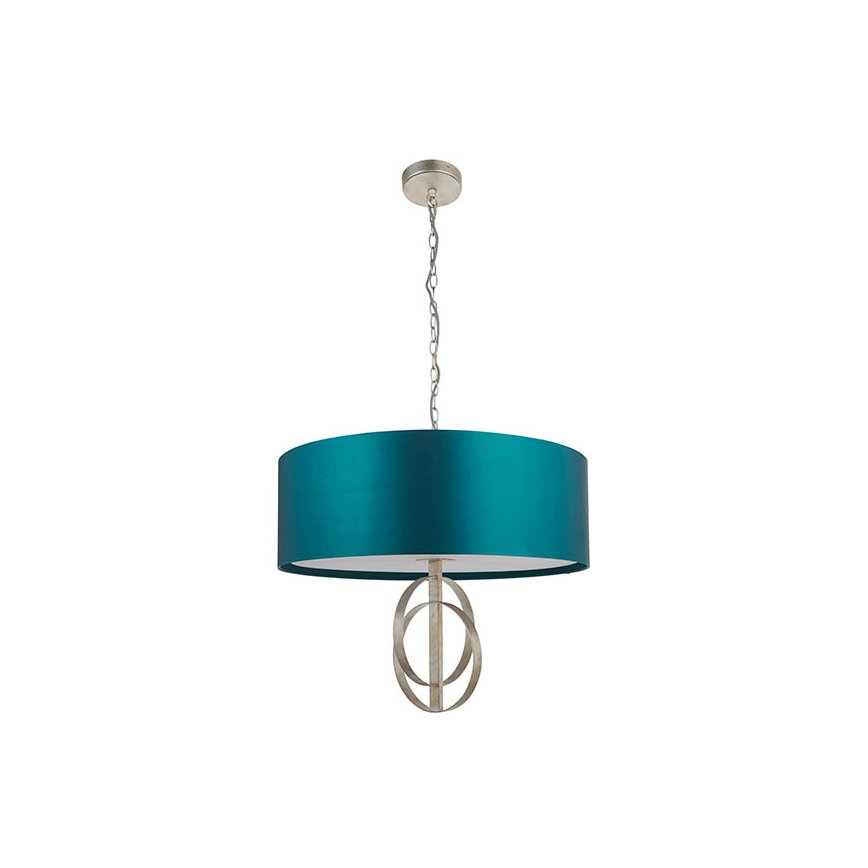 Endon 95223 - Kædeophængt lysekrone, 5 x E27, 10 W, 230 V, Ø 70 cm, blå/grå