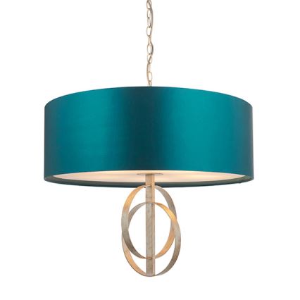 Endon 95223 - Kædeophængt lysekrone, 5 x E27, 10 W, 230 V, Ø 70 cm, blå/grå