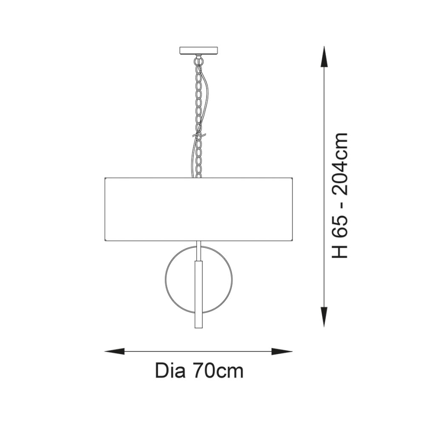 Endon 95223 - Kædeophængt lysekrone, 5 x E27, 10 W, 230 V, Ø 70 cm, blå/grå