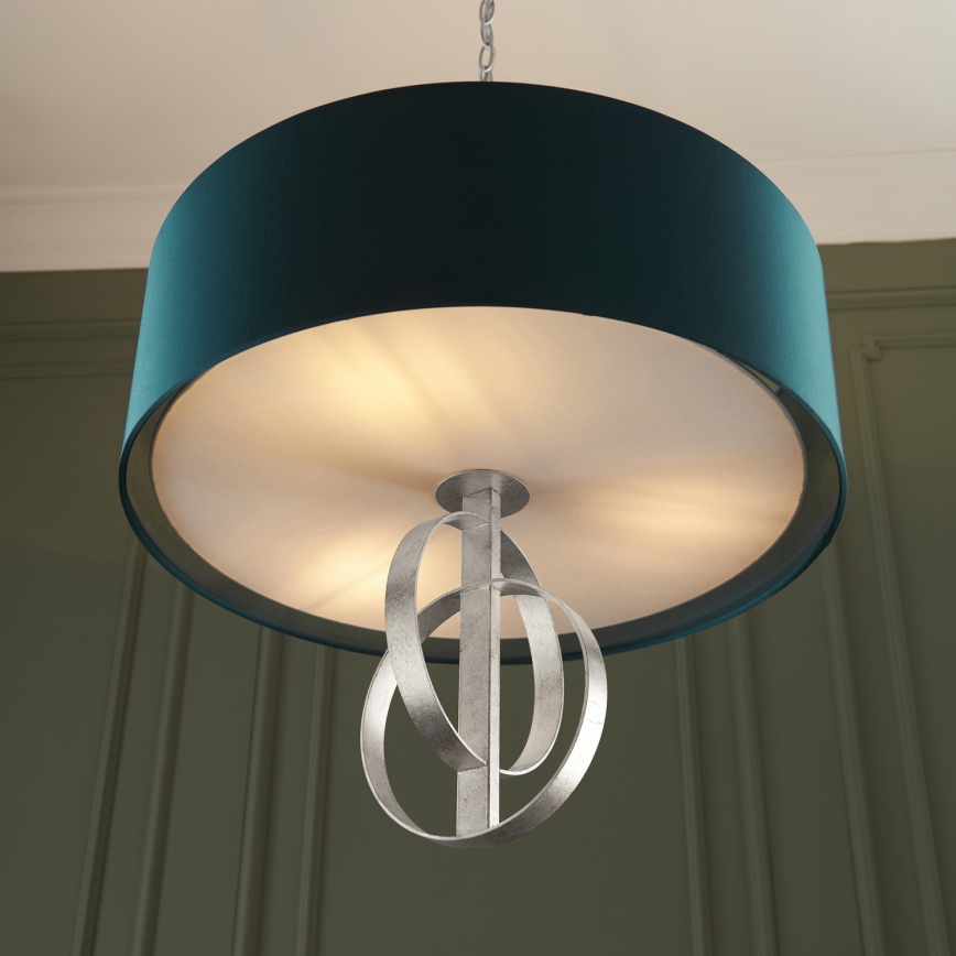 Endon 95224 - Kædeophængt lysekrone 3xE27/10W/230V Ø 60 cm blå/grå