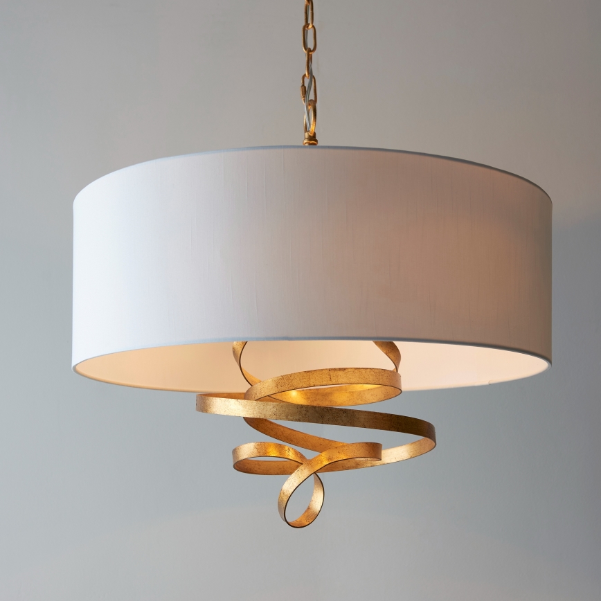 Endon 95268 - Lysekrone på kæde 3xE14/6W/230V Ø 60 cm hvid/messing
