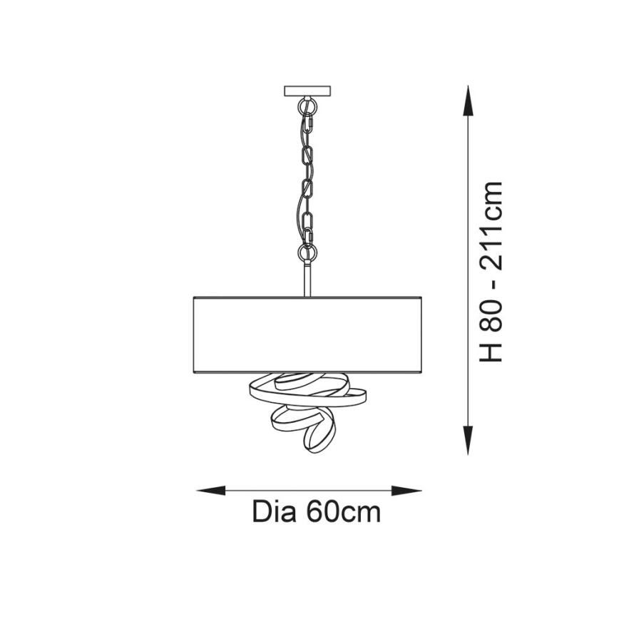 Endon 95268 - Lysekrone på kæde 3xE14/6W/230V Ø 60 cm hvid/messing