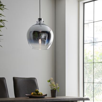 Endon 96442 - Pendel PANTHER 1xE27/10W/230V skinnende krom/røget