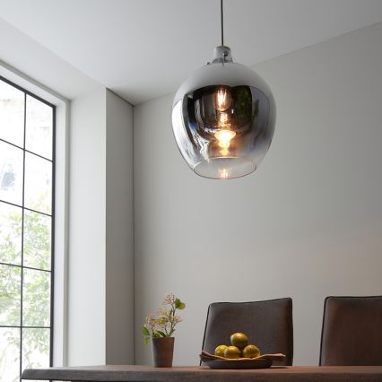Endon 96442 - Pendel PANTHER 1xE27/10W/230V skinnende krom/røget