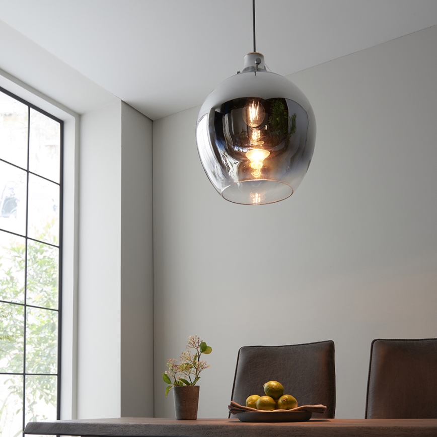 Endon 96442 - Pendel PANTHER 1xE27/10W/230V skinnende krom/røget