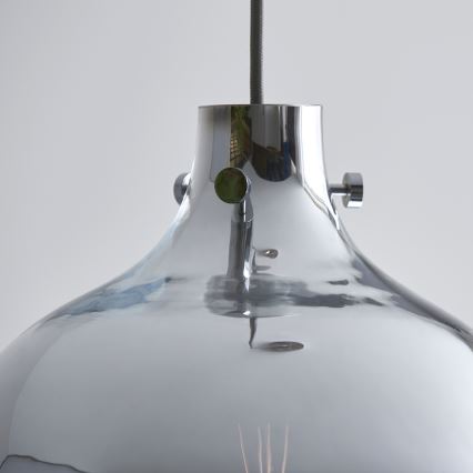 Endon 96442 - Pendel PANTHER 1xE27/10W/230V skinnende krom/røget