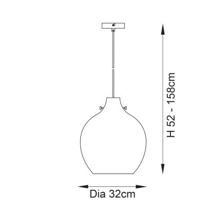 Endon 96442 - Pendel PANTHER 1xE27/10W/230V skinnende krom/røget