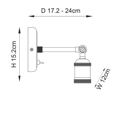 Endon 97245 - Vægspot HAL 1xE27/10W/230V, messing