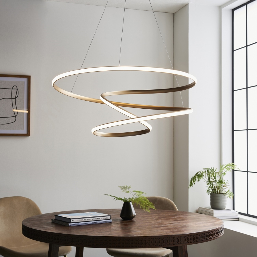 Endon 97639 - LED-dæmpbar pendel med wireophæng TWIRL LED/88W/230V 3000K guld