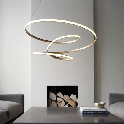 Endon 97639 - LED-dæmpbar pendel med wireophæng TWIRL LED/88W/230V 3000K guld