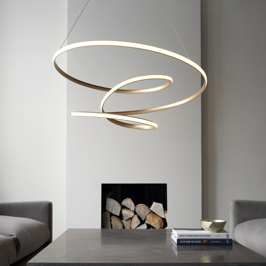 Endon 97639 - LED-dæmpbar pendel med wireophæng TWIRL LED/88W/230V 3000K guld