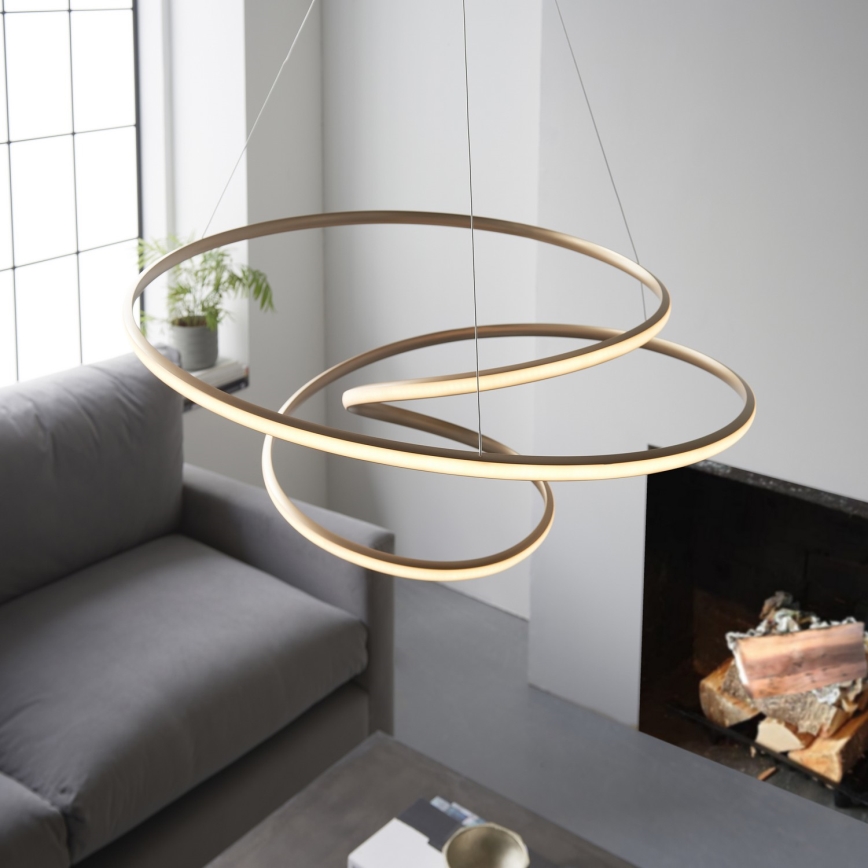 Endon 97639 - LED-dæmpbar pendel med wireophæng TWIRL LED/88W/230V 3000K guld