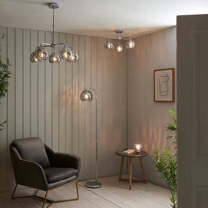 Endon 97971 - Påbygget loftlampe DIMPLE 3xE14/25W/230V blank krom/røggrå