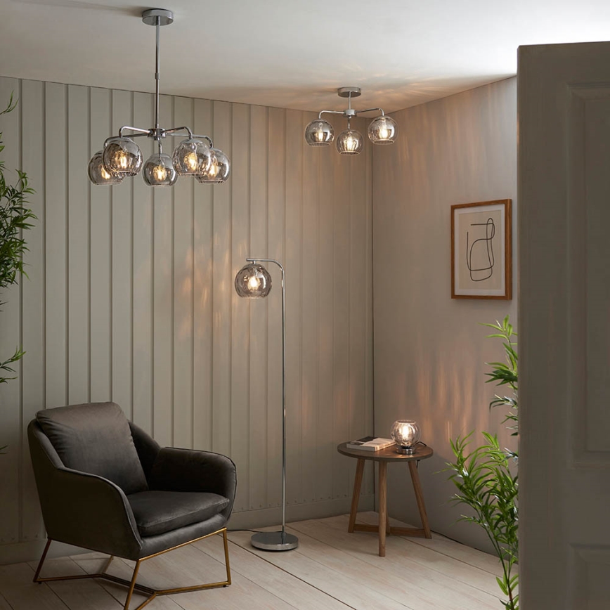 Endon 97971 - Påbygget loftlampe DIMPLE 3xE14/25W/230V blank krom/røggrå