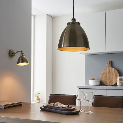 Endon 98744 - Pendel på ledning FRANKLIN 1xE27/10W/230V messing