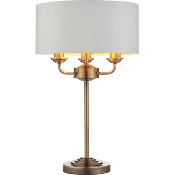 Endon 98932 - Bordlampe HIGHCLERE 3xE14/18W/230V hvid/messing Ø 32 cm
