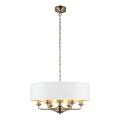 Endon 98933 - Pendel med kædeophæng HIGHCLERE 6xE14/40W/230V hvid/messing diameter 55 cm