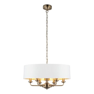 Endon 98933 - Pendel med kædeophæng HIGHCLERE 6xE14/40W/230V hvid/messing