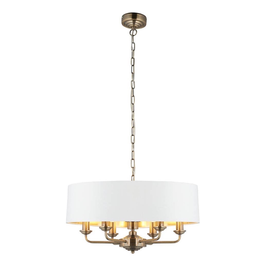 Endon 98933 - Pendel med kædeophæng HIGHCLERE 6xE14/40W/230V hvid/messing