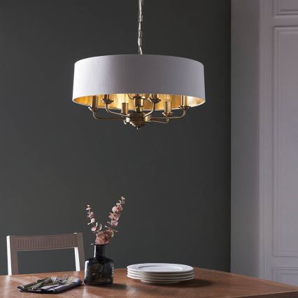 Endon 98933 - Pendel med kædeophæng HIGHCLERE 6xE14/40W/230V hvid/messing
