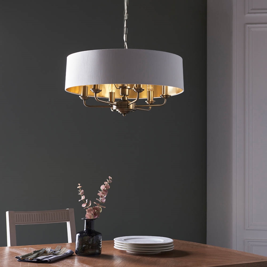Endon 98933 - Pendel med kædeophæng HIGHCLERE 6xE14/40W/230V hvid/messing