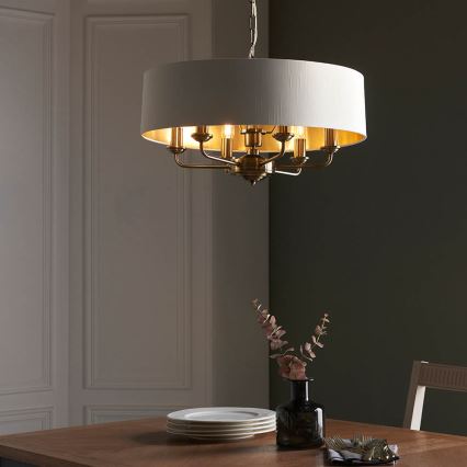 Endon 98933 - Pendel med kædeophæng HIGHCLERE 6xE14/40W/230V hvid/messing