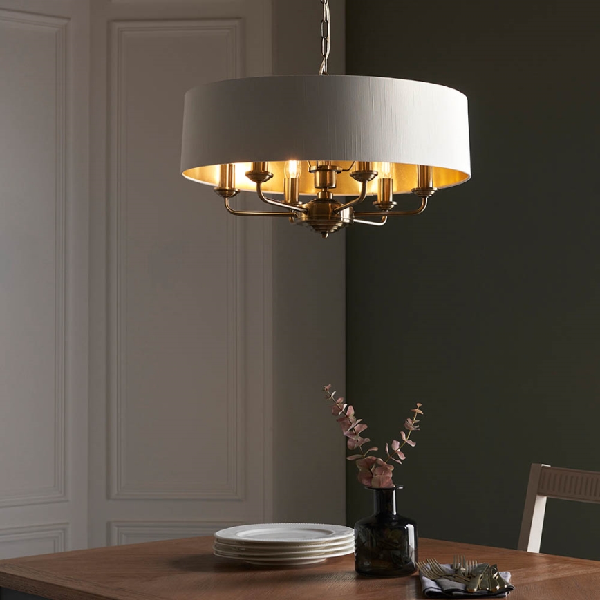 Endon 98933 - Pendel med kædeophæng HIGHCLERE 6xE14/40W/230V hvid/messing