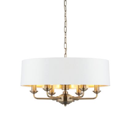 Endon 98933 - Pendel med kædeophæng HIGHCLERE 6xE14/40W/230V hvid/messing