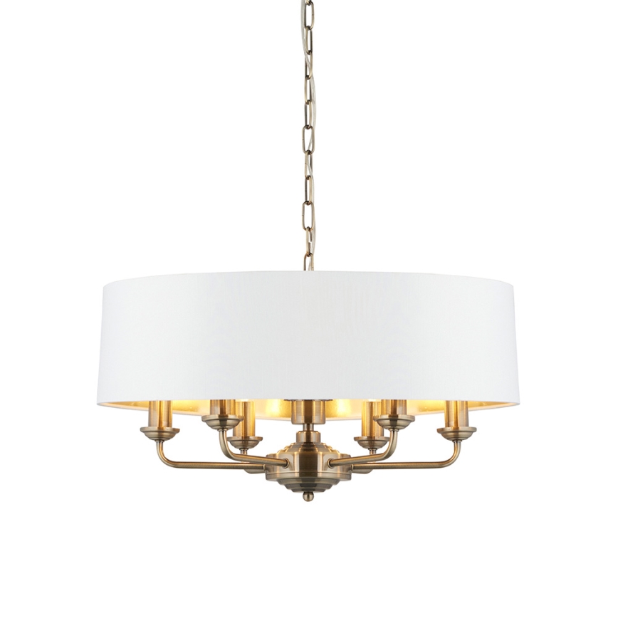Endon 98933 - Pendel med kædeophæng HIGHCLERE 6xE14/40W/230V hvid/messing