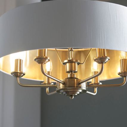 Endon 98933 - Pendel med kædeophæng HIGHCLERE 6xE14/40W/230V hvid/messing