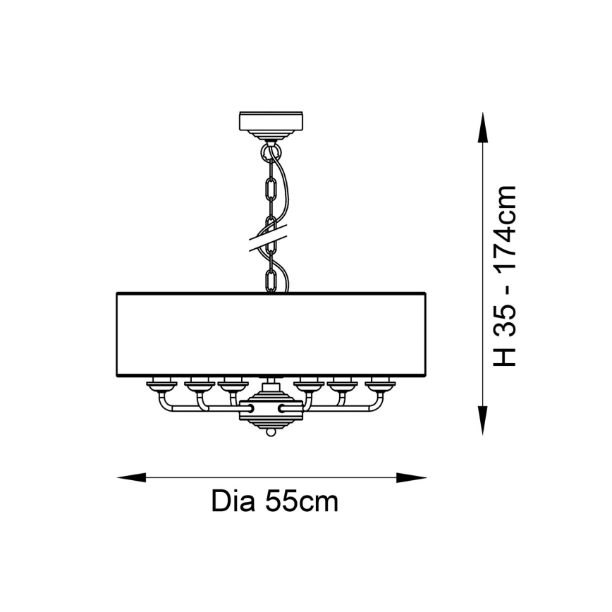 Endon 98933 - Pendel med kædeophæng HIGHCLERE 6xE14/40W/230V hvid/messing