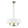 Endon 98934 - Pendel med kædeophæng HIGHCLERE 3xE14/40W/230V hvid/messing diameter 45 cm
