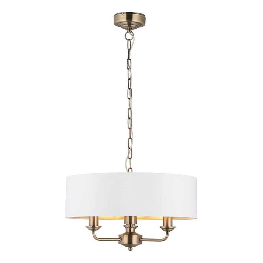 Endon 98934 - Pendel med kædeophæng HIGHCLERE 3xE14/40W/230V hvid/messing