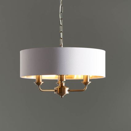 Endon 98934 - Pendel med kædeophæng HIGHCLERE 3xE14/40W/230V hvid/messing