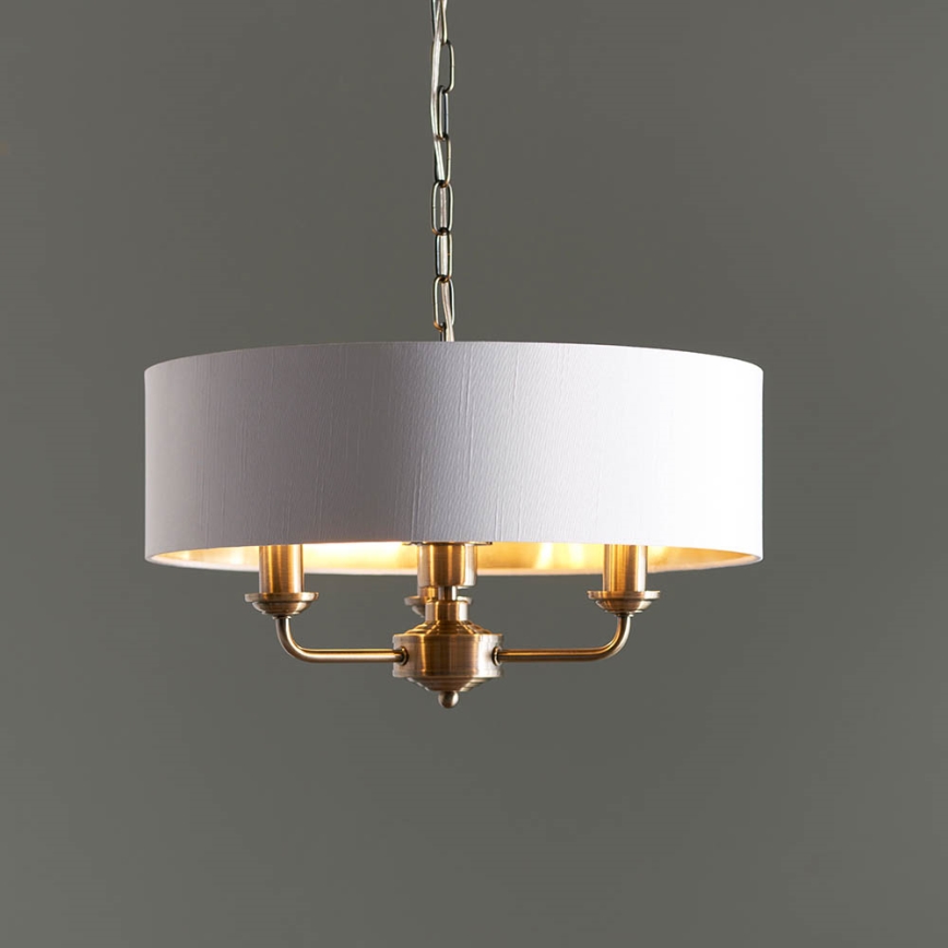 Endon 98934 - Pendel med kædeophæng HIGHCLERE 3xE14/40W/230V hvid/messing