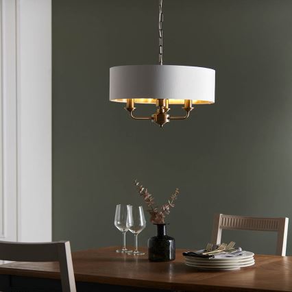 Endon 98934 - Pendel med kædeophæng HIGHCLERE 3xE14/40W/230V hvid/messing