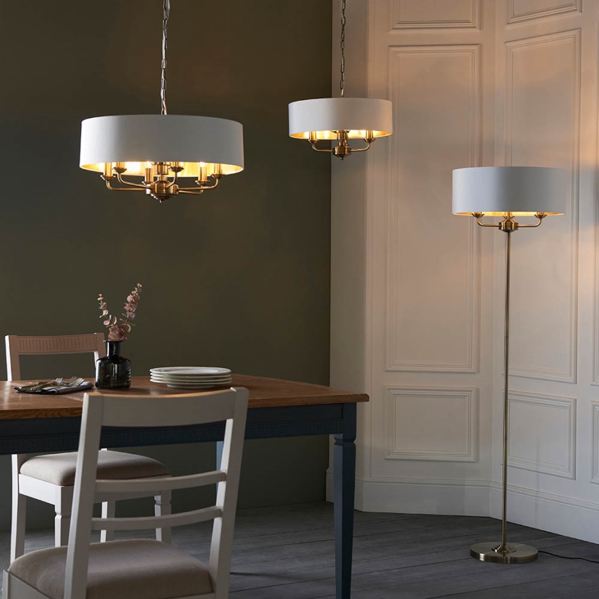 Endon 98934 - Pendel med kædeophæng HIGHCLERE 3xE14/40W/230V hvid/messing