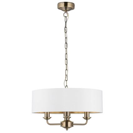 Endon 98934 - Pendel med kædeophæng HIGHCLERE 3xE14/40W/230V hvid/messing
