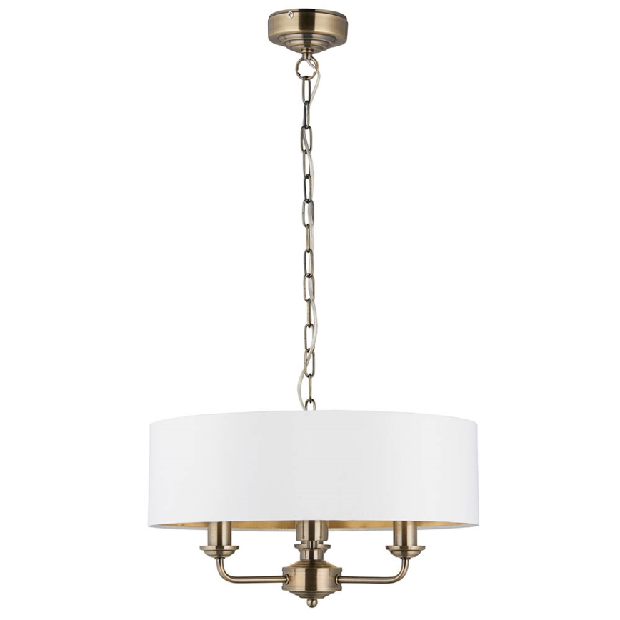 Endon 98934 - Pendel med kædeophæng HIGHCLERE 3xE14/40W/230V hvid/messing