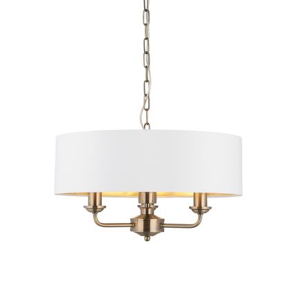 Endon 98934 - Pendel med kædeophæng HIGHCLERE 3xE14/40W/230V hvid/messing