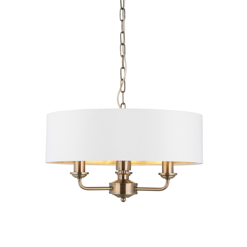 Endon 98934 - Pendel med kædeophæng HIGHCLERE 3xE14/40W/230V hvid/messing