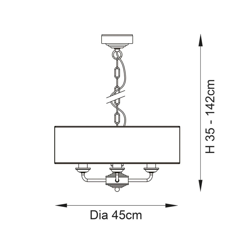 Endon 98934 - Pendel med kædeophæng HIGHCLERE 3xE14/40W/230V hvid/messing