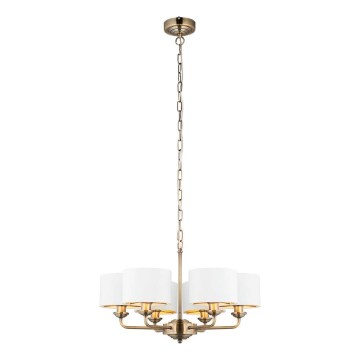 Endon 98936 - Pendel med kædeophæng HIGHCLERE 6xE14/28W/230V hvid/messing