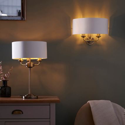 Endon 98937 - Væglampe HIGHCLERE 2xE14/40W/230V hvid/messing