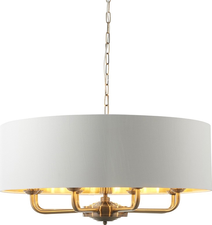 Endon 98938 - Lysekrone på kæde HIGHCLERE 8xE14/40W/230V Ø 70 cm hvid/messing