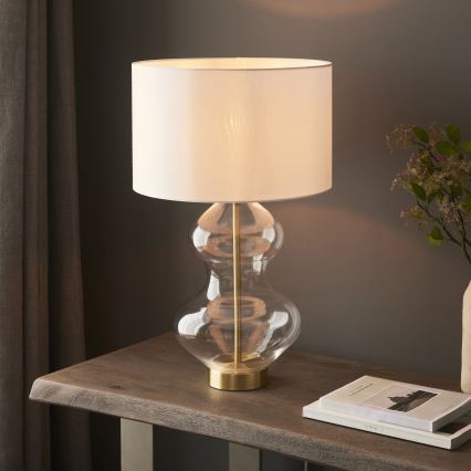 Endon 99110 - Dæmpbar bordlampe KELDA 1xE27/10W/230V hvid/guld